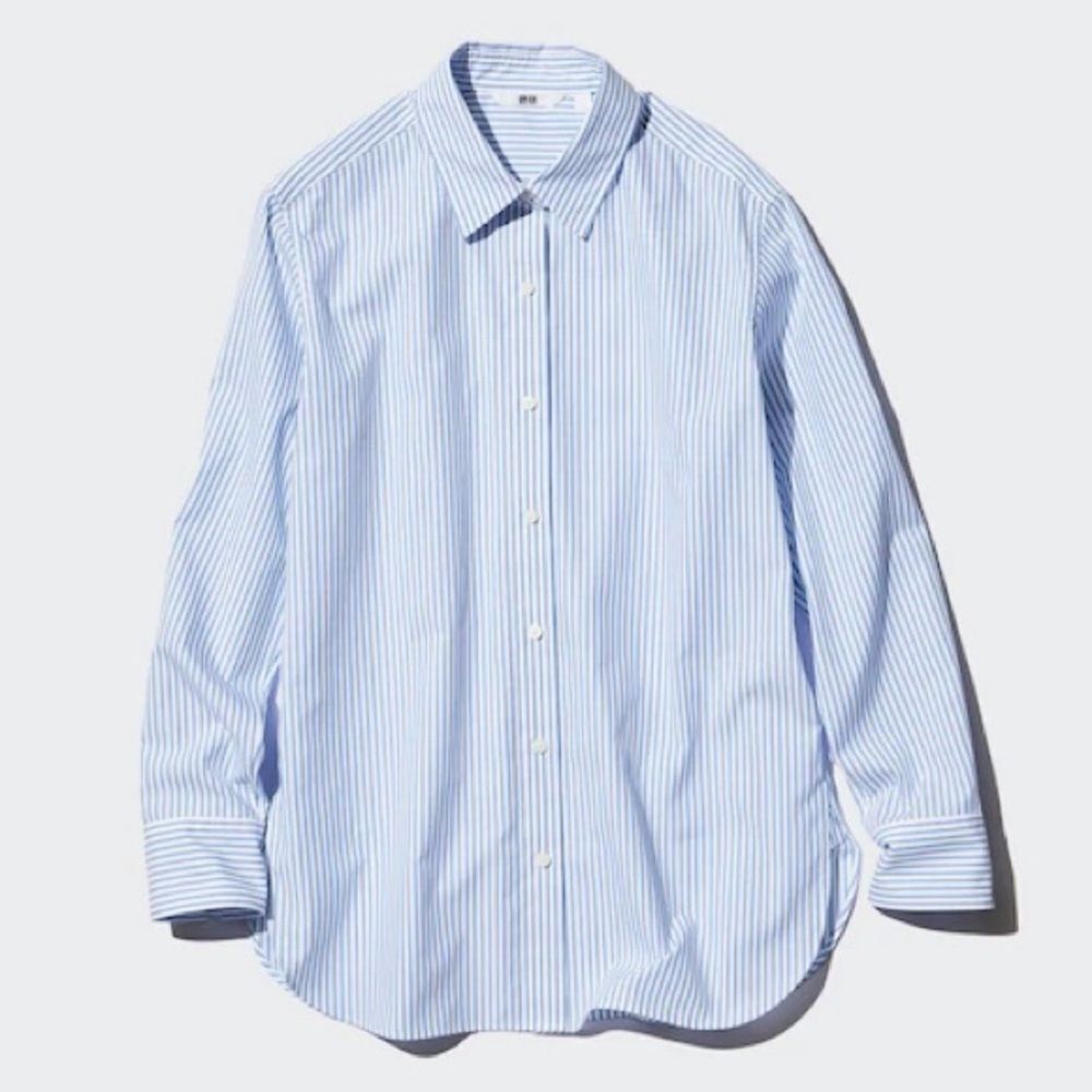 Uniqlo Extra Fine Cotton Blue Striped Long-Sleeve Shirt